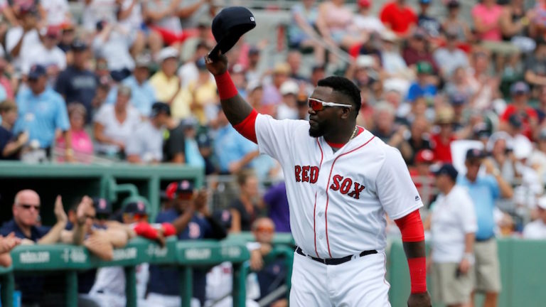 Feliz el «big papi» en su entrenamiento en Boston