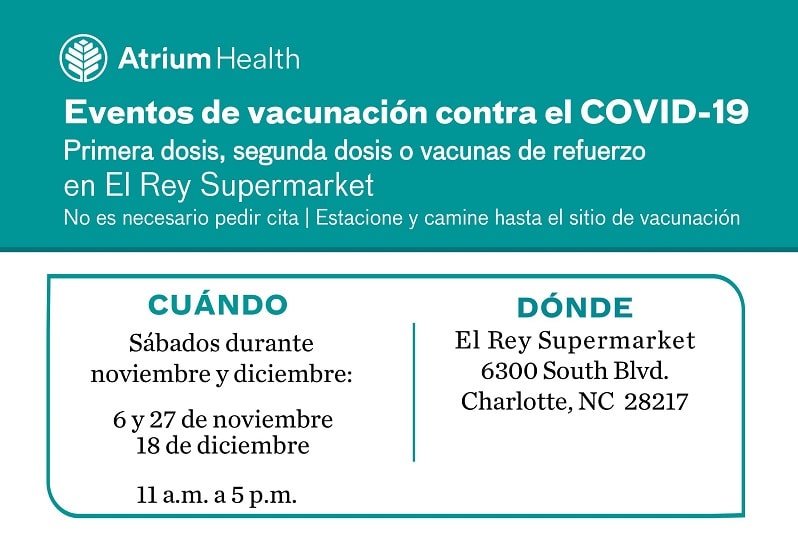 Atrium Health hará jornadas de vacunación en El Rey Supermarket
