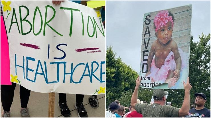 Protestan en el Uptown por el aborto, a favor y en contra