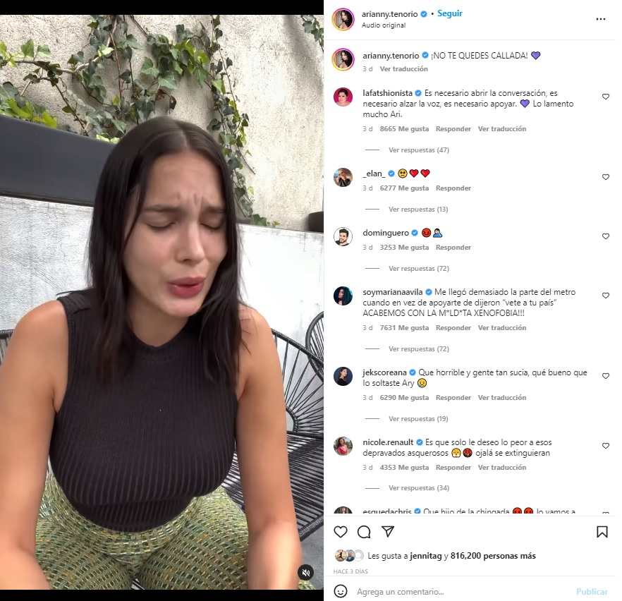 Arianny Tenorio, novia de Luisito Comunica, denunció en su Instagram