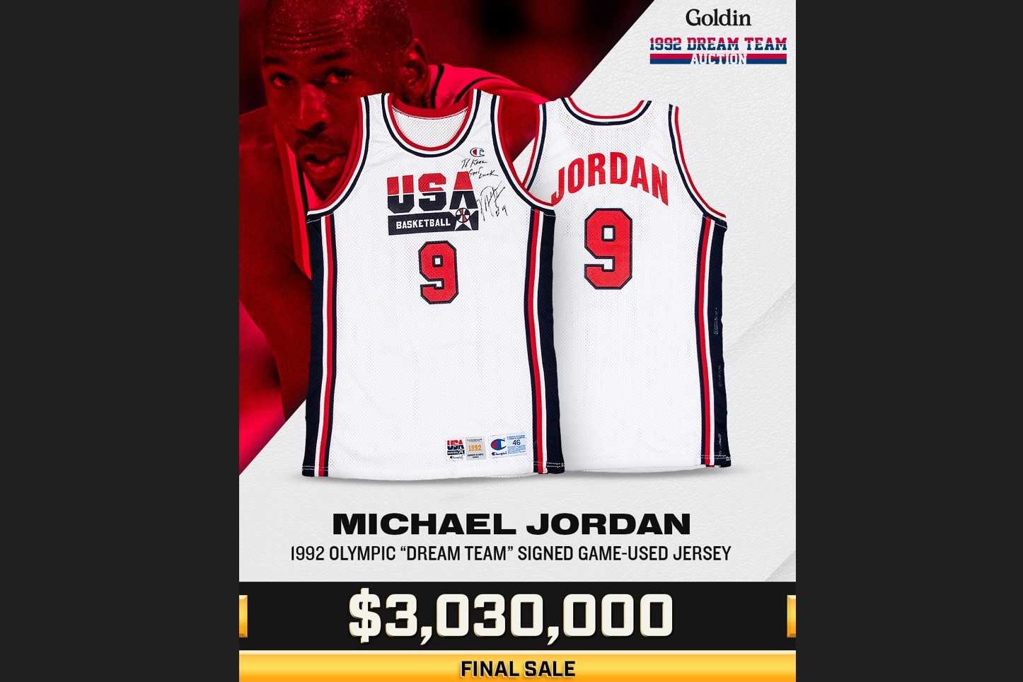 Se vendió la camiseta de The Dream Team de Michael Jordan