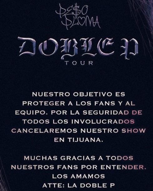 Comunicado Doble b Records cancelación concierto Tijuana