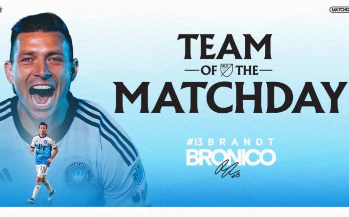 El centrocampista, Brandt Bronico, nombrado para el Equipo del Día de la MLS