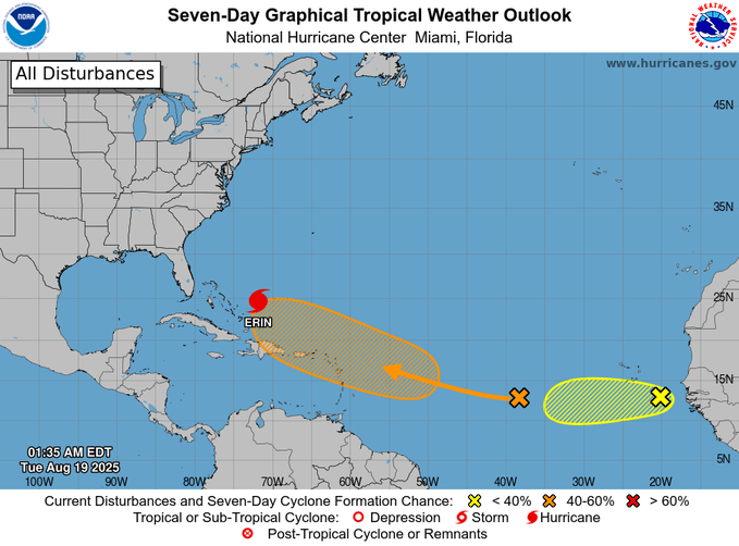 Autoridades se mantienen en alerta máxima por huracán Erin