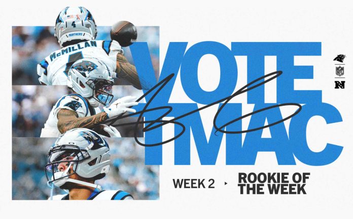 Tetairoa McMillan nominado a novato de la semana de la NFL