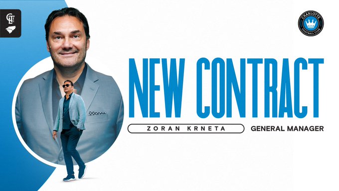 Zoran Krneta, director de fútbol del Charlotte FC, firma un nuevo contrato