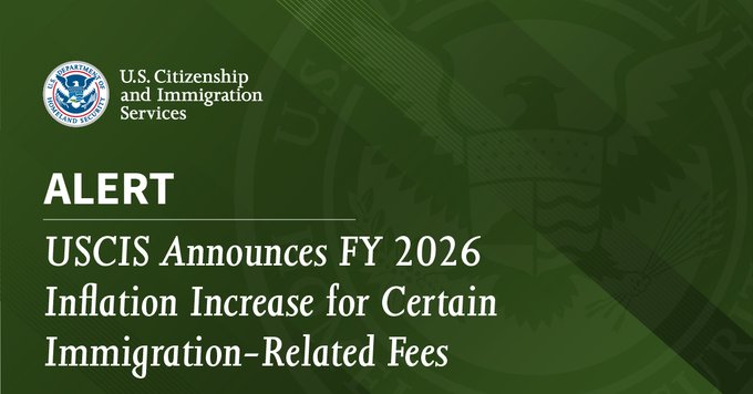 USCIS oficializa el aumento de tarifas por inflación para el año fiscal 2026