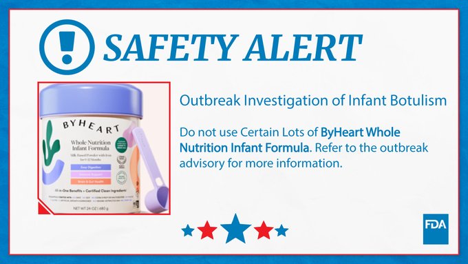 La FDA retira dos lotes de fórmula infantil por riesgo de botulismo