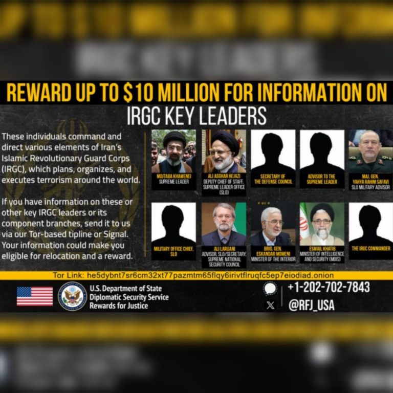 EE.UU. ofrece 10 millones por líderes del régimen iraní