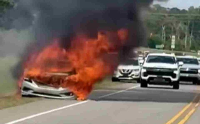 Dos estudiantes evitaron una tragedia tras detectar un vehículo en llamas