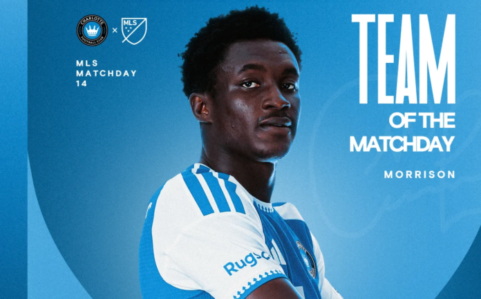 El defensa del Charlotte FC, Morrison Agyemang, fue incluido en el Equipo Ideal de la MLS
