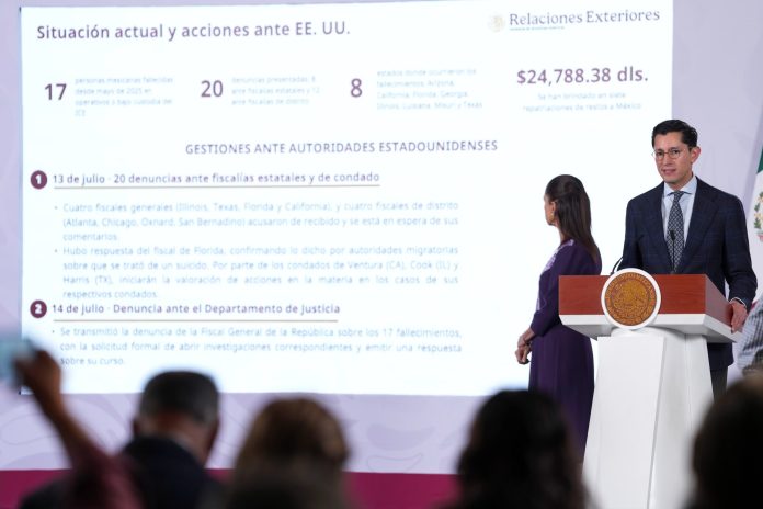 México actúa por 17 connacionales fallecidos bajo custodia de ICE