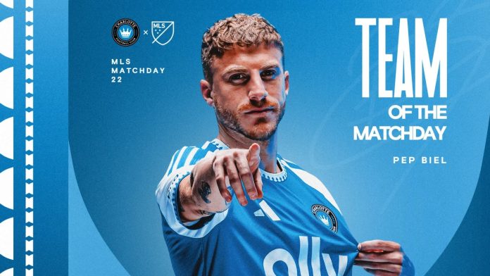 Pep Biel, del Charlotte FC, fue incluido en el once ideal de la jornada 22 de la MLS