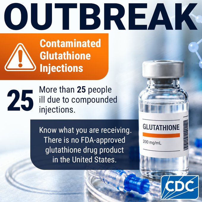 CDC emite alerta por brote de infecciones por inyecciones de glutatión