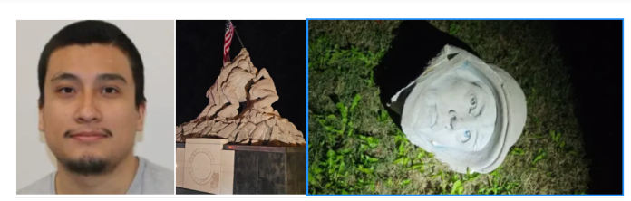 Arrestan a indocumentado por vandalizar el monumento de Iwo Jima