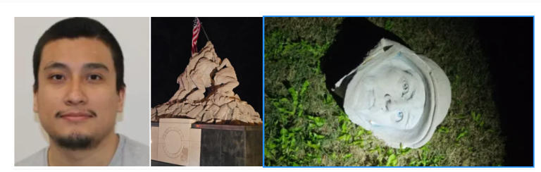 Arrestan a indocumentado por vandalizar el monumento de Iwo Jima