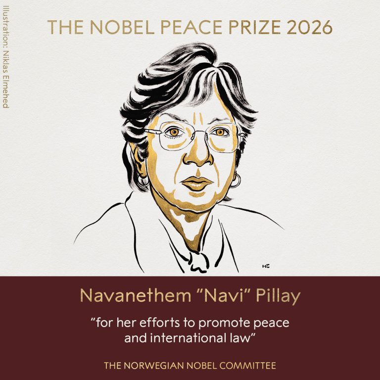 Navanethem "Navi" Pillay es galardonada con el Premio Nobel de la Paz 2026
